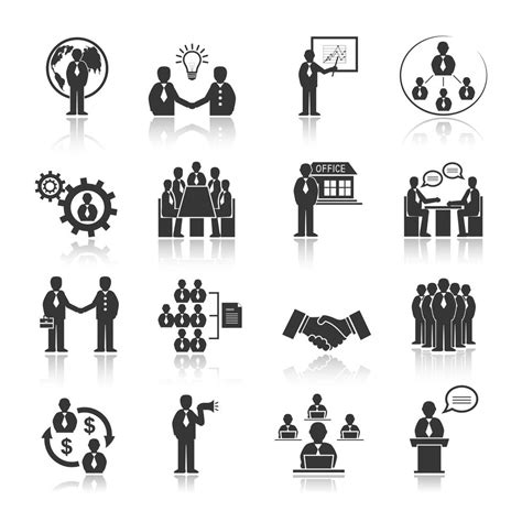 Business People Meeting Icons Set 428428 Vector Art At Vecteezy