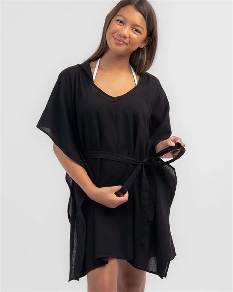 Shop Topanga Girls Sheridan Beach Cover In Black Fast Shipping And Easy Returns City Beach