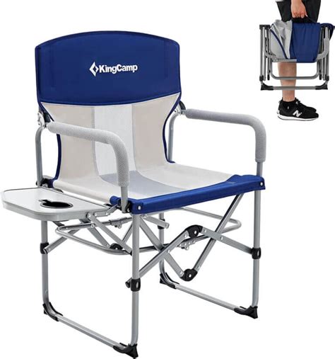 Folding camping chair with side table mesh back - Top Kitchen Gadget