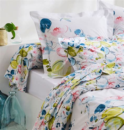 Housse de couette percale Nénuphar aqua Tradilinge Blancollection