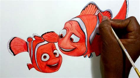 How To Draw Nemo And Marlin Fish Nemo Drawing And Coloring This Drawing