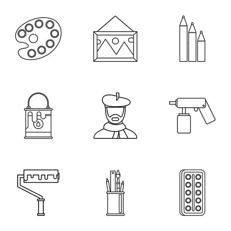 Outline Style Vector Hd Images Art Icons Set Outline Style Art Icons