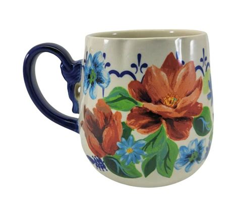 The Pioneer Woman Mug Stoneware Red Cobalt Spring Bouquet Floral Coffee Cup Nwot Ebay