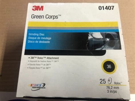 3M 01407 Green Corps Roloc Disc 3M 1407 3 Inch 36 Grit 25 Discs