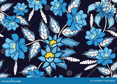 Seamless Pattern With Floral Vector Illustration Indonesian Batik