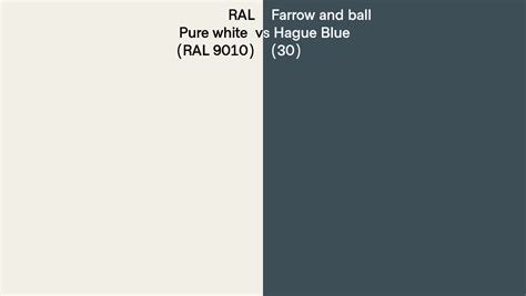 RAL Pure White RAL 9010 Vs Farrow And Ball Hague Blue 30 Side By