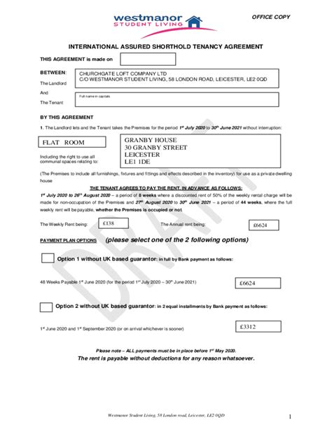 Fillable Online Assured Shorthold Tenancy Agreement England And Wales