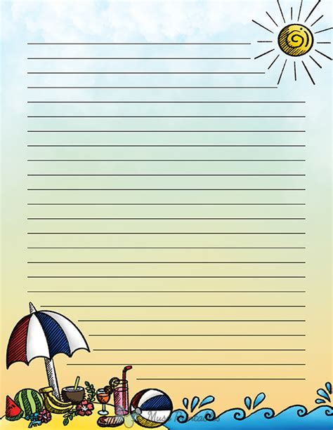 Printable Summer Doodle Stationery Worksheets Library