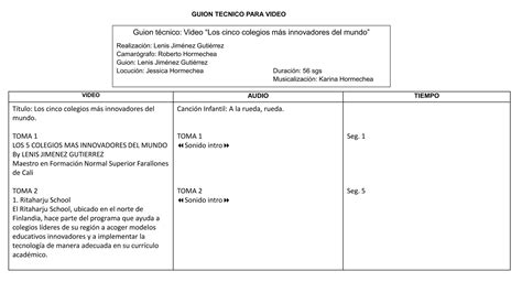 Guion Tecnico Para Video PPT