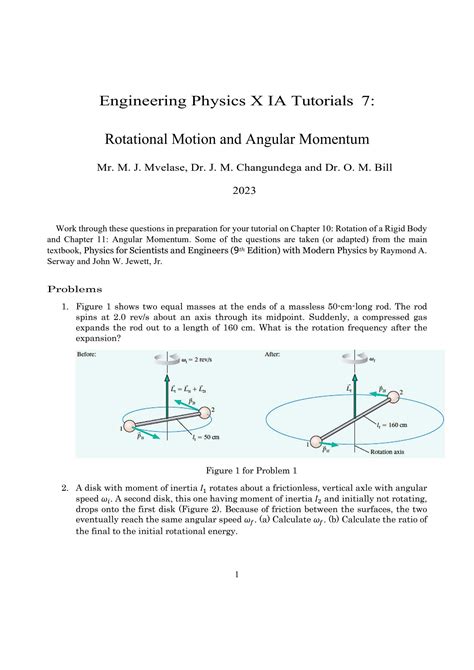 Solution Tutorial Rotational Motion Angular Momentum And Static