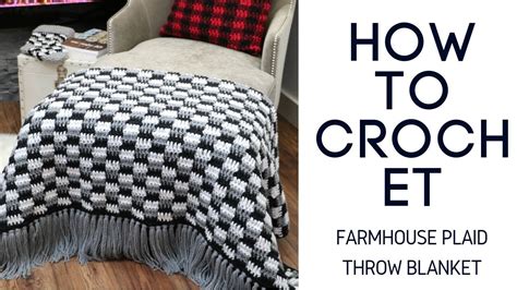 Crochet Farmhouse Plaid Throw Blanket - Ava Crochet