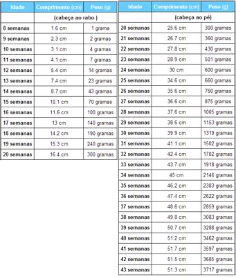 Quantas Gramas O Bebe Ganha Por Semana - Tabela: Tamanho e peso do bebê semana a semana | BabyCenter
