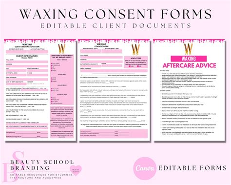 Waxing Salon Forms, Waxing Consent Forms, Waxing Client Intake, Wax ...