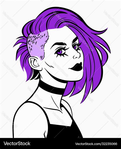 Cute Punk Girl With Mohawk Haircut Royalty Free Vector Image