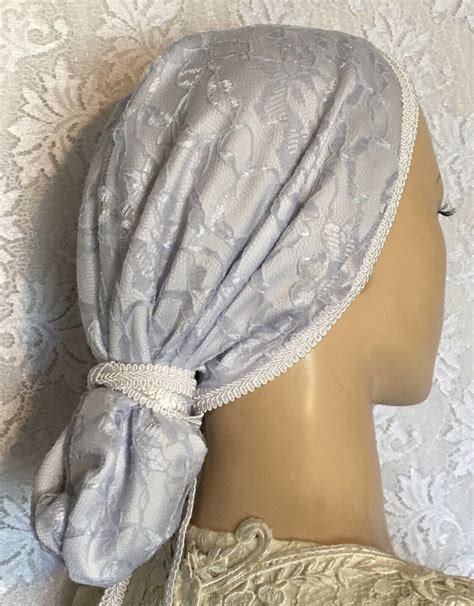 Head Covering Headcovering Lined Gray Lace Hair Snood Snoods Veil Hat