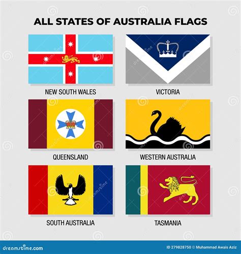 Australian State Flags Collection Design Template States Flag Of