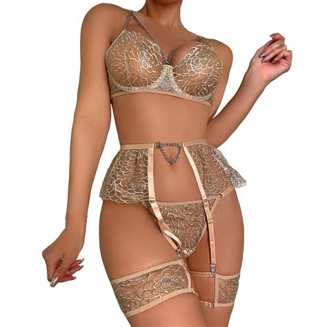 Plus Size Lingerie Bodysuit For Women Solid Color Embroidery Lace