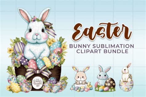 Easter Bunny Sublimation Clipart Bundle Graphic By Shefaliakter