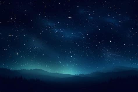 Premium Ai Image Blue Dark Night Sky With Many Stars Above Field Of