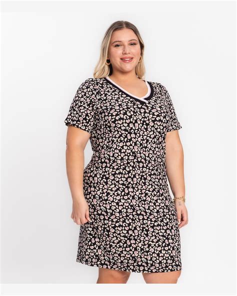 Riachuelo Vestido Plus Size Em Ribana Canelada Secret Glam Preto