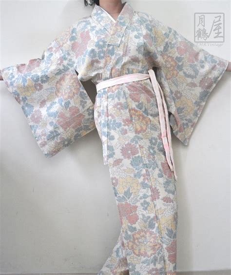 Japanese Silk Long Kimonovintage Authentic Floral Full Length Etsy