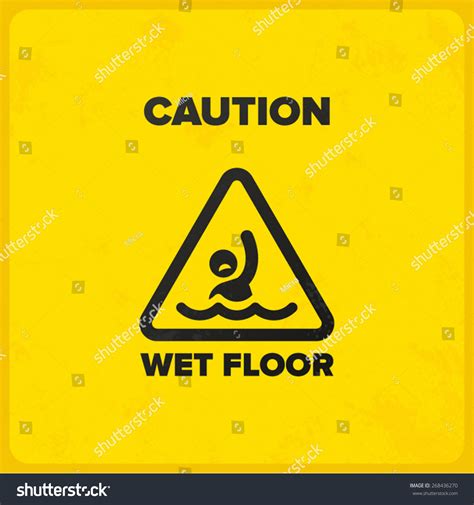 Funny Wet Floor Joke Sign With Drowning Man Stock Vector Illustration ...