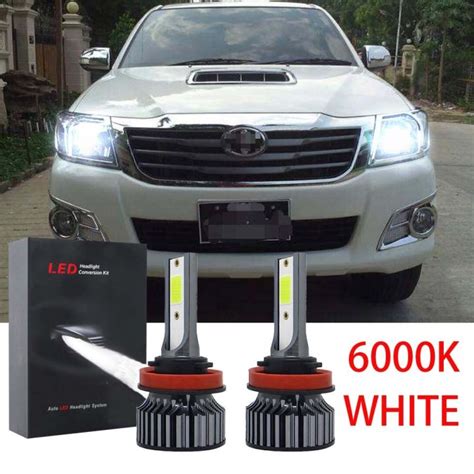 New 2pc Front Led Headlamp Headlight 6000k White Conversion Kit For Toyota Hilux Vigo Revo 2005