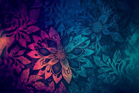 Floral Decorative Seamless Pattern Blue Background With Flowers