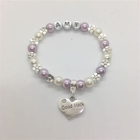 Good Luck Personalised Charm Bracelet Kids Childrens Adults Etsy Uk