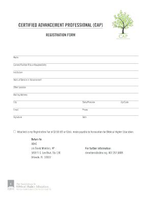 Fillable Online Certified Advancement Professional Cap Registration