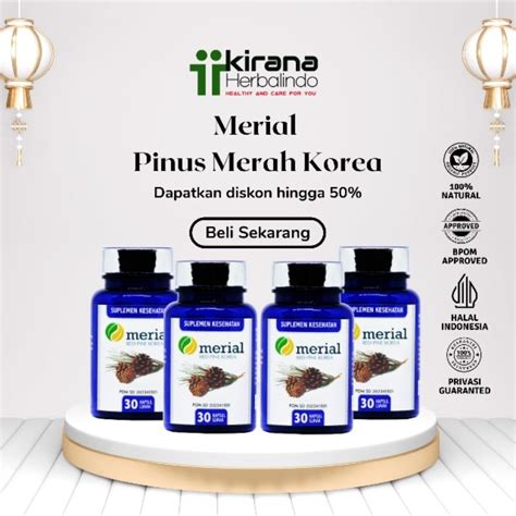 Jual Merial Red Pine Korea 4 BOX Isi 30 Per Kapsul PROMO TV