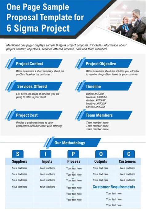 One Page Sample Proposal Template For 6 Sigma Project Presentation Report Infographic Ppt Pdf