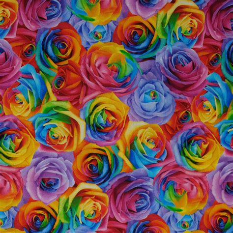 Timeless Treasures Rainbow Rose Cd8949 Packed Rainbow Roses Jolly