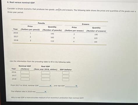 Solved Real Versus Nominal Gdp Consider A Simple Economy Chegg