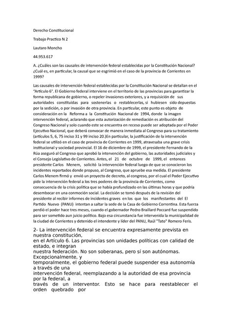 Trabajo Practico N2 Tp 2 Derecho Constitucional Trabajo Practico N