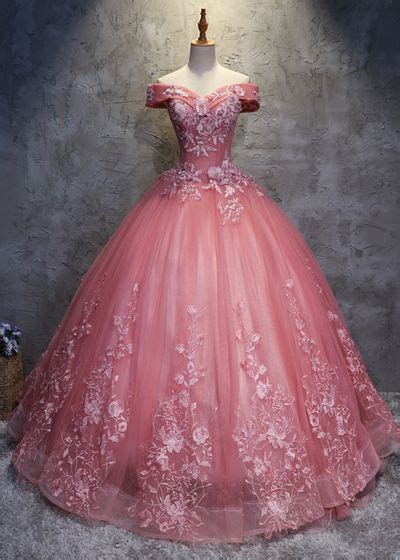 Prom Dresses Pink Lace Quinceanera Dresses Ball Gown Prom Dress