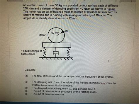 Solved An Electric Motor Of Mass 33 Kg Is Supported By Four