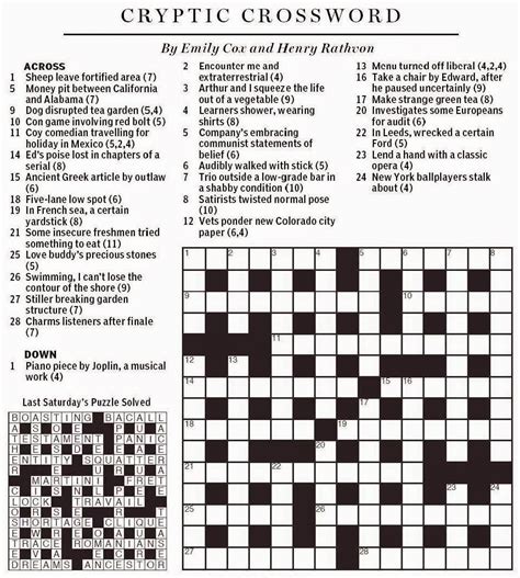 National Post Cryptic Crossword Forum Saturday August 23 2014