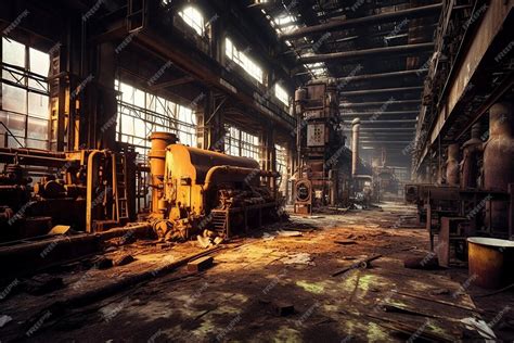 Premium Ai Image A Creepy Abandoned Factory With Rusted Machinery Ai