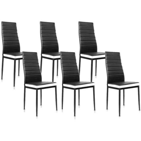 AKALNNY Lot De 6 Chaises Romane Noires Blanches Haut Dossier