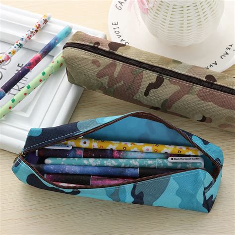 Pc Canvas Camouflage Mesh Pencil Case Pencil Bag School Stationery