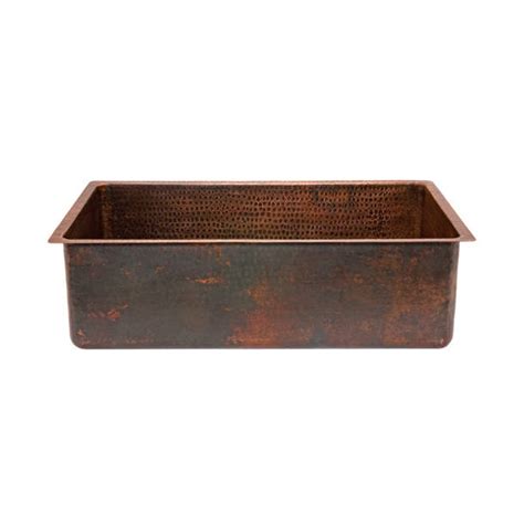 Premier Copper Products 33 Hammered Copper Single Basin Kitchen Sink W Space For Faucet Wayfair