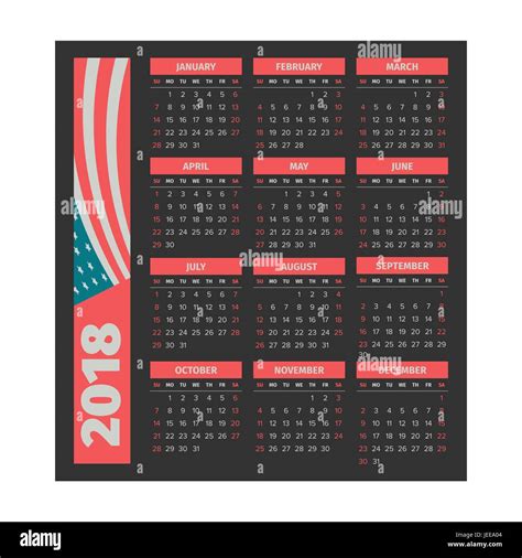 calendar 2018 template Stock Vector Image & Art - Alamy