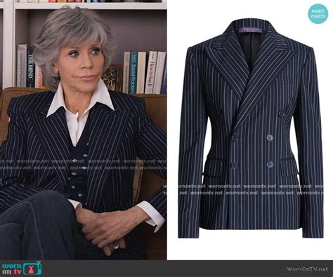 Wornontv Graces Navy Pinstripe Blazer On Grace And Frankie Jane