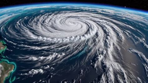 Giant Hurricane Cyclone Or Typhoon Top View Animation Stock Footage