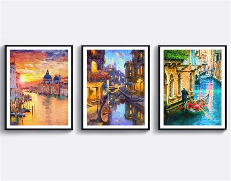 3 Venice Oil Painting Italy Art Landscape Art Cityscape Art Modern Wall ...