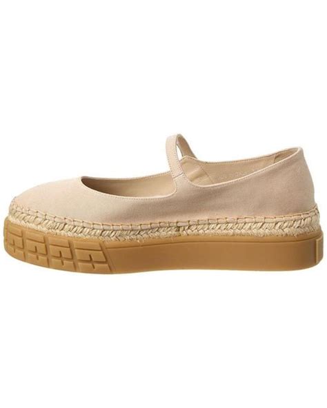 Prada Gabardine Platform Espadrille In White Lyst