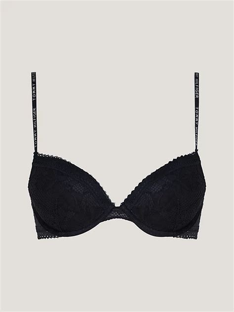 Floral Lace Padded Push Up Bra Black Tommy Hilfiger