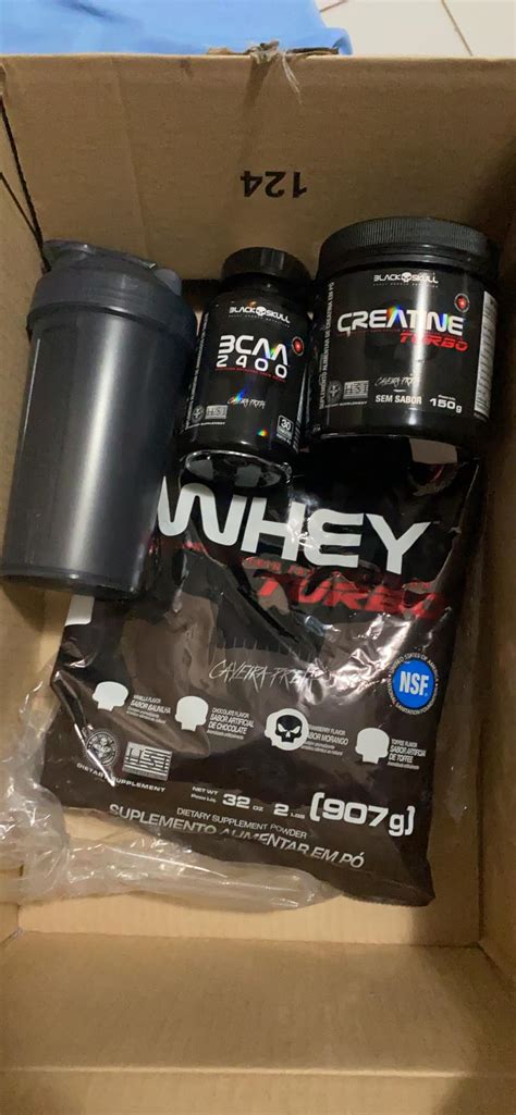 Combo Whey Protein Turbo Bcaa Creatina Black Skull Toffe