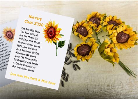 Class Pupil Seeds Sunflower Poem 2 Blooming Memories